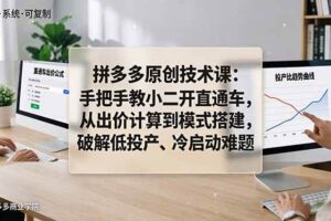 （18159期）拼多多原创技术课：手把手教小二开直通车，从出价计算到模式搭建，破解低投产、冷启动难题-麦资源网