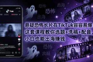 （18220期）悬疑恐怖长片在TikTok最容易爆：这套课程教你选题+洗稿+配音，小白也能出海赚钱-麦资源网