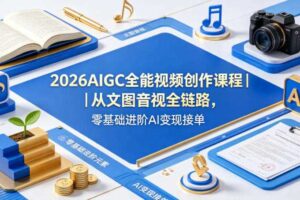 2026AIGC全能视频创作课程｜从文图音视全链路，零基础进阶AI变现接单-麦资源网