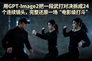 用GPT-Image2把一段武打对决拆成24个连续镜头，完整还原一场“电影级打斗”-麦资源网