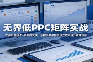 无界低PPC矩阵实战：软件批量操作+多矩阵玩法，手把手教你降低投产成本提升店铺效益-麦资源网