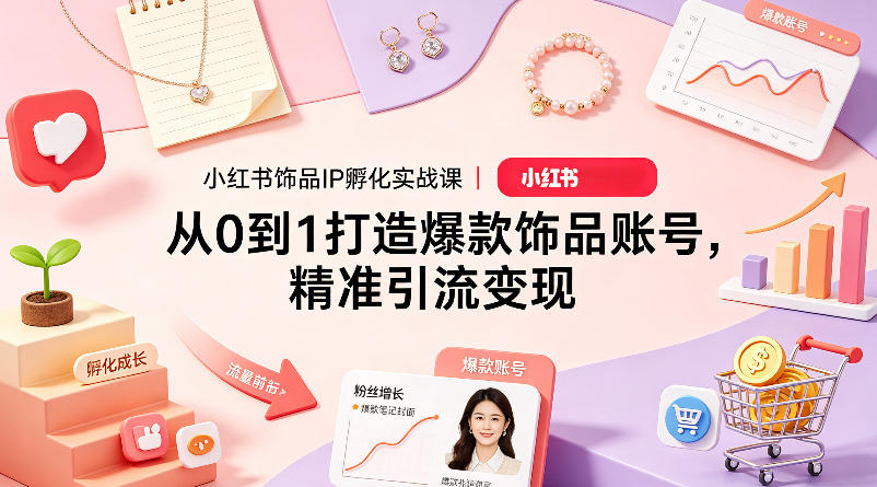 小红书饰品IP孵化实战课｜从0到1打造*饰品账号，*引流变现