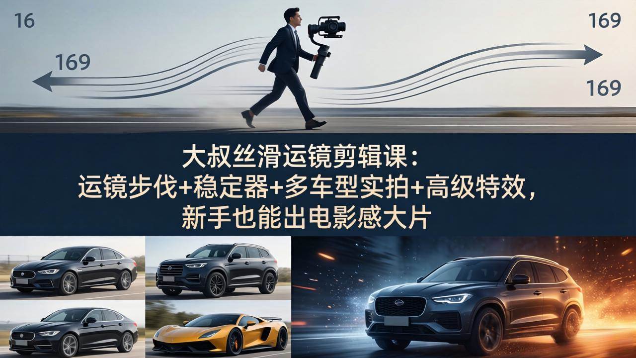 图片[1]-（18004期）大叔丝滑运镜剪辑课：运镜步伐+稳定器+多车型实拍+高级特效，新手也能出电影感大片