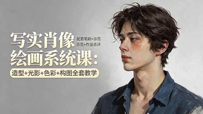 图片[1]-（17967期）写实肖像绘画系统课：造型+光影+色彩+构图全套教学，配套笔刷+示范+作业点评
