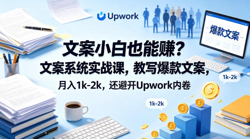 文案小白也能賺？文案系统实战课，教写*文案，月入1k-2k，还避开Upwork内卷【原创双语字幕】