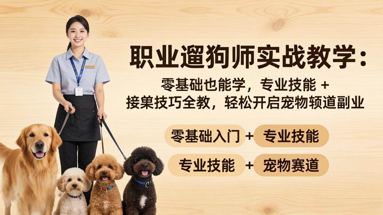 图片[1]-（18115期）职业遛狗师实战教学：零基础也能学，专业技能 + 接单技巧全教，轻松开启宠物赛道副业
