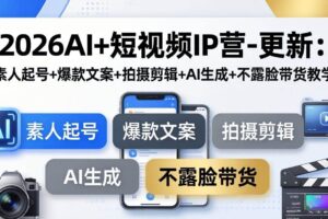 （17932期）2026AI+短视频IP营-更新：素人起号+爆款文案+拍摄剪辑+AI生成+不露脸带货教学-麦资源网