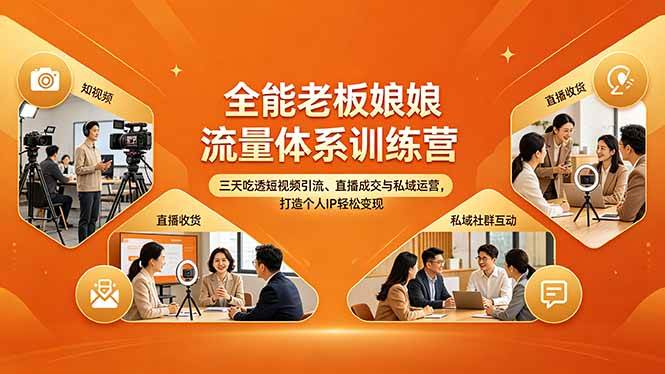 图片[1]-（18187期）全能老板娘流量体系训练营，三天吃透短视频引流、直播成交与私域运营，打造个人IP轻松变现