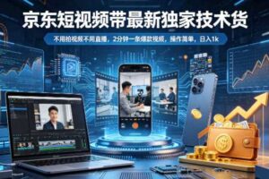 京东短视频带货最新独家技术，不用拍视频不用直播，2分钟一条爆款视频，操作简单，日入1k+【揭秘】-麦资源网