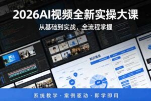 2026AI视频全新实操大课，从基础到实战，全流程掌握，系统教学·案例驱动·即学即用-麦资源网