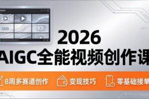 （18215期）2026AIGC全能视频创作课，8周吃透多赛道创作+变现，零基础也能高效出片接单-麦资源网