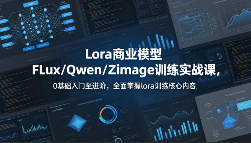 系统性学习Lora商业模型FLux／Qwen／Zimage训练实战课，0基础入门至进阶，*掌握lora训练*内容
