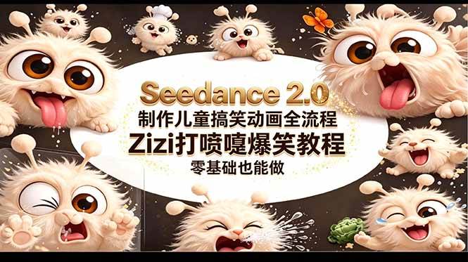 图片[1]-（18211期）Seedance 2.0 制作儿童搞笑动画全流程Zizi打喷嚏爆笑教程｜零基础也能做