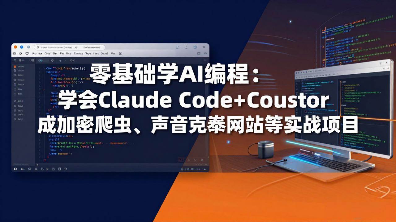 图片[1]-（17941期）零基础学AI编程：学会Claude Code+Cursor完成加密爬虫、声音克隆网站等实战项目