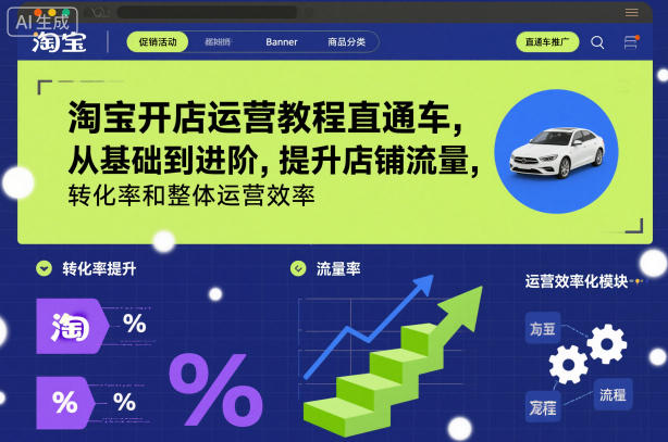 淘宝开店运营教程直通车，从基础到进阶，提升店铺流量，转化率和整体运营效率（更新26年4月10日）