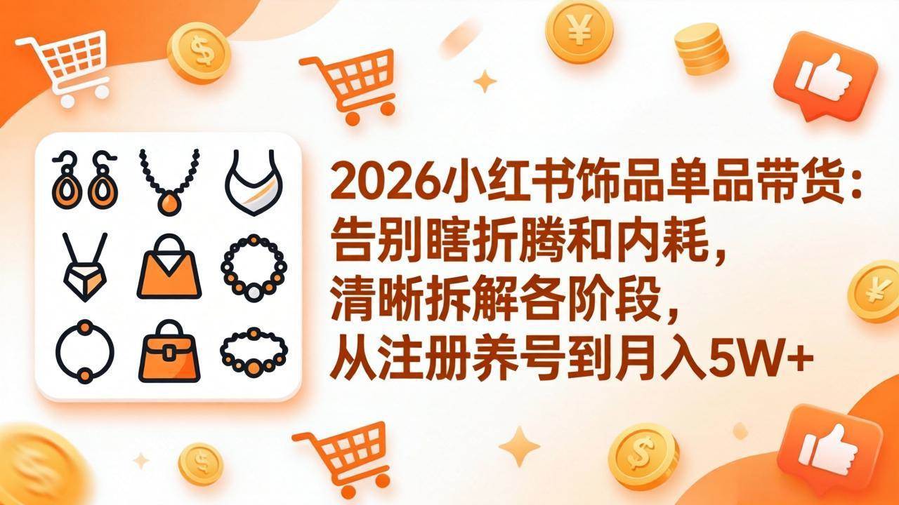 图片[1]-（17861期）2026小红书饰品单品带货：告别瞎折腾和内耗，清晰拆解各阶段，从注册养号到月入5W+