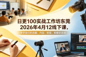 日更100实条‬战工作坊东莞2026年4月12线下课，来学我们的选题、内容、拍摄、剪辑全流程-麦资源网