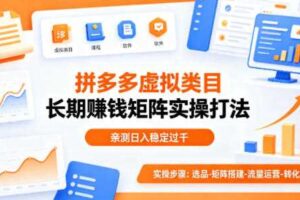 做拼多多虚拟类目想长期賺钱？这套矩阵实操打法，亲测日入稳定过千【揭秘】-麦资源网