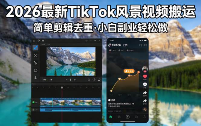 图片[1]-（18001期）2026最新TikTok风景视频搬运简单剪辑去重小白副业月入 8000