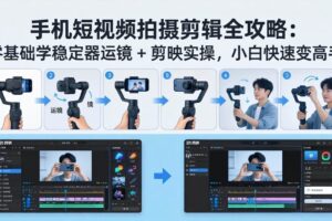 （18003期）手机短视频拍摄剪辑全攻略：零基础学稳定器运镜 + 剪映实操，小白快速变高手-麦资源网