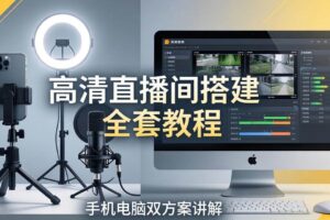 （18104期）高清直播间搭建全套教程，手机电脑双方案讲解，设备选型调试多机位实操教学-麦资源网