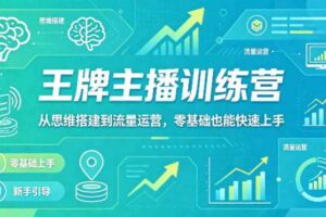 抖音王牌主播训练营，从思维搭建到流量运营，零基础也能快速上手-麦资源网