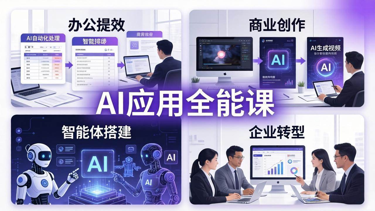 图片[1]-（17890期）AIGC 应用全能课：办公提效、商业创作、智能体搭建、企业转型，一站式学会AI应用