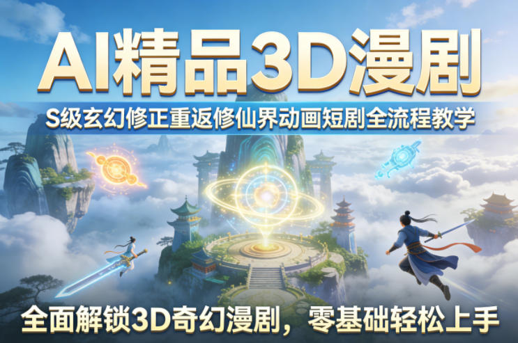 AI精品3D漫剧S级玄幻修正重返修仙界动画短剧全流程教学，*解锁3D奇幻漫剧，零基础轻松上手