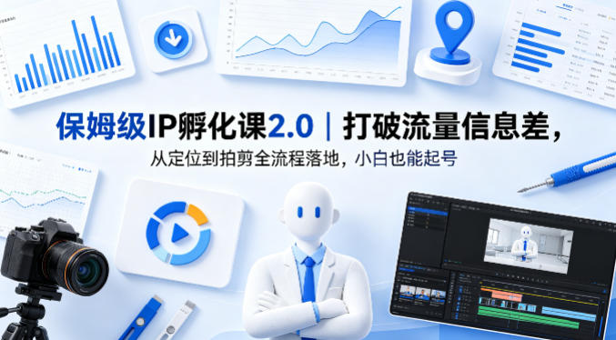保姆级IP孵化课2.0｜打破流量信息差，从*到拍剪全流程落地，小白也能起号