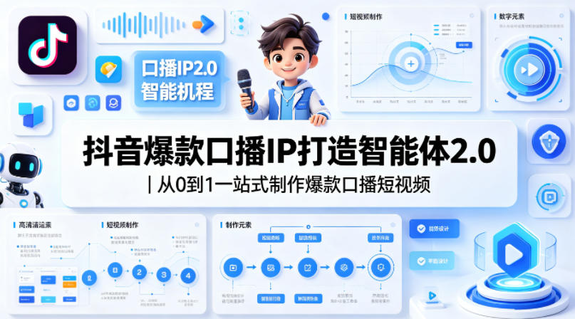 抖音*口播IP打造智能体2.0｜从0到1一站式制作*口播短视频