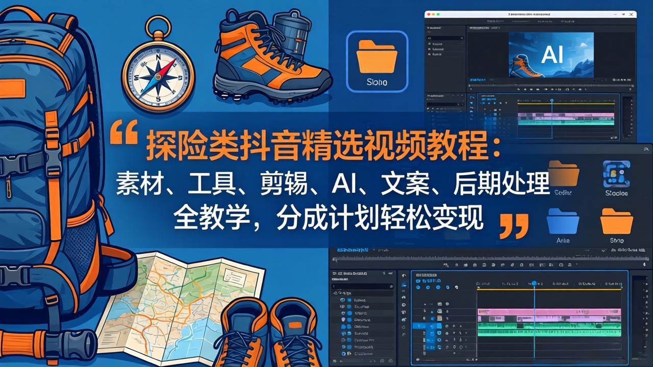 图片[1]-（17994期）探险类抖音精选视频教程：素材、工具、剪辑、AI、文案、后期处理全教学，分成计划轻松变现