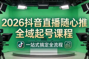 （18094期）2026抖音直播随心推全域起号课程(更新4月18)：一站式搞定直播起号、稳号、放量全流程-麦资源网