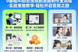 0基础AI动态漫短剧漫画制作全流程，实战落地教学，轻松开启变现之路-麦资源网