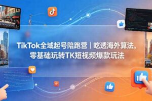 TikTok全域起号陪跑营｜吃透海外算法，零基础玩转TK短视频爆款玩法-麦资源网