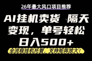 （17933期）26年最新AI挂机卖货，隔天出收益，单账号轻松日入500+-麦资源网