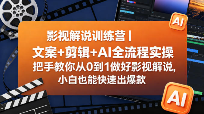 影视解说训练营｜文案+剪辑+AI全流程实操，把手教你从0到1做好影视解说，小白也能快速出*