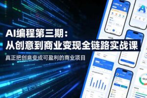 AI编程第三期，从创意到商业变现的全链路实战课，真正把创意变成可盈利的商业项目-麦资源网