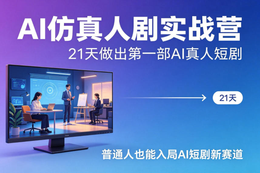 AI仿真人剧实战营，21天做出*部AI真人短剧，普通人也能入局AI短剧新赛道（更新）
