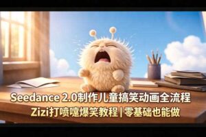 Seedance 2.0制作儿童搞笑动画全流程Zizi打喷嚏爆笑教程｜零基础也能做-麦资源网