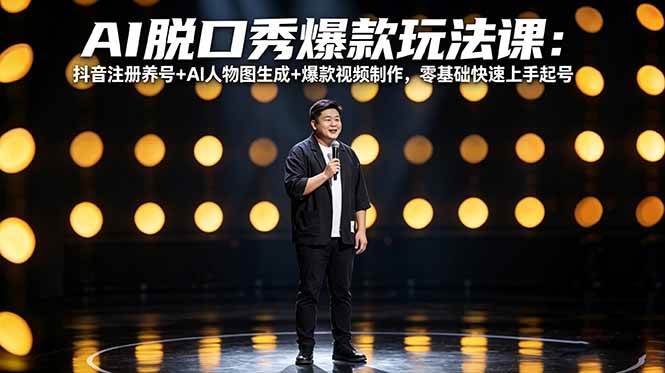 图片[1]-（18012期）AI脱口秀爆款玩法课：抖音注册养号+AI人物图生成+爆款视频制作，零基础快速上手起号