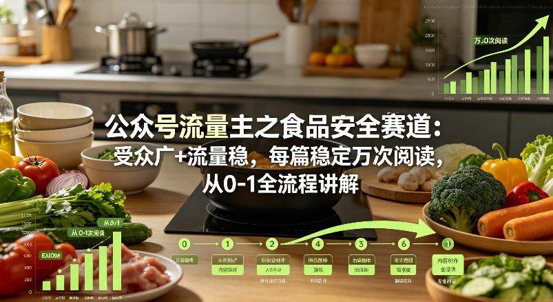 公众号流量主之食品*赛道，受众广+流量稳，每篇作品稳定万次阅读，从0-1全流程讲解