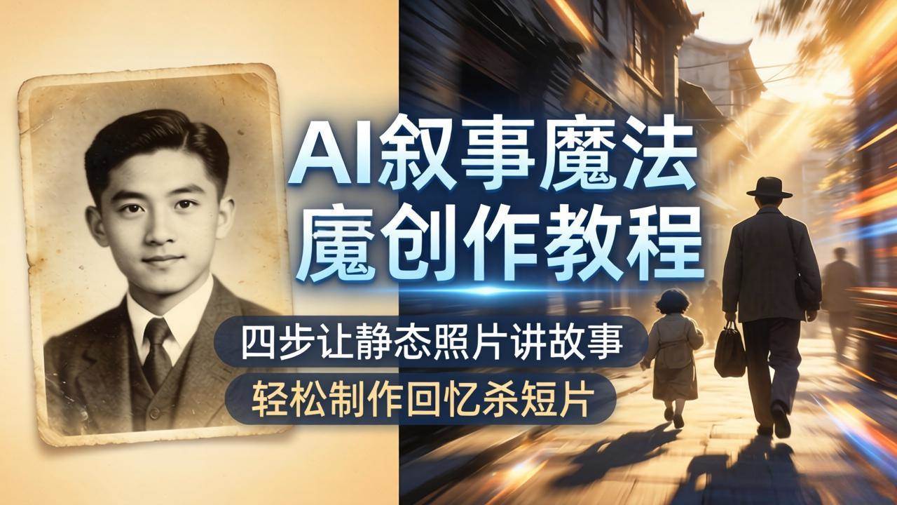 图片[1]-（18208期）AI叙事魔法创作教程，四步让静态照片讲故事，老照片修复加动态特效，轻松制作回忆杀短片