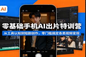 零基础手机AI出片特训营：从工具认知到短剧创作，零门槛搞定各类视频变现-麦资源网