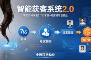 客愁到掉头发？智能获客系统2.0，7亿客源+专家辅导直接给，实现从线索挖掘到客户转化的全流程自动化-麦资源网