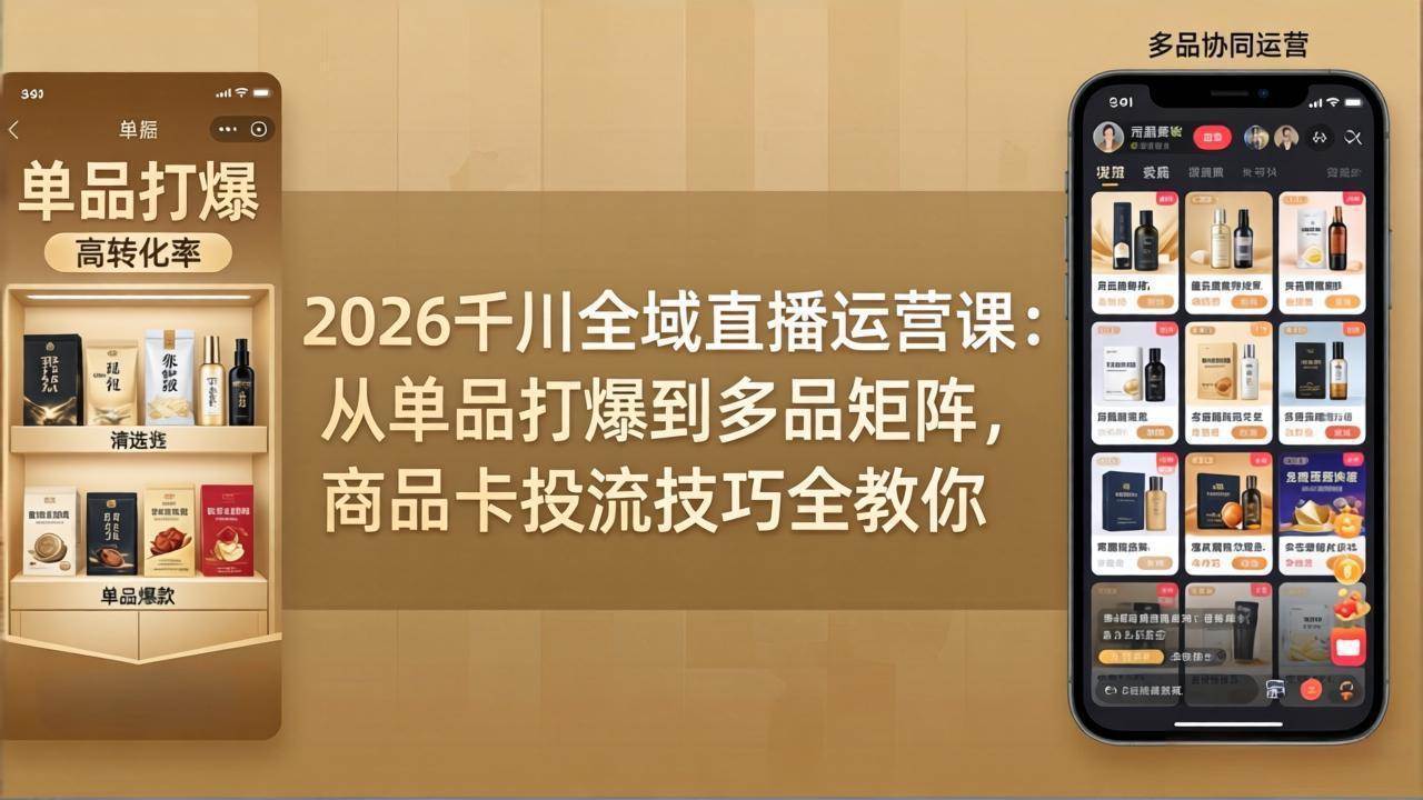 图片[1]-（18028期）2026千川全域直播运营课：从单品打爆到多品矩阵，商品卡投流技巧全教你