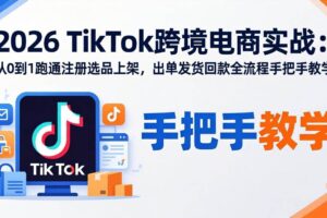 （17850期）2026TikTok跨境电商实战：从0到1跑通注册选品上架，出单发货回款全流程手把手教学-麦资源网