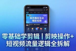 （18117期） 【零基础学剪辑】剪映操作+短视频流量逻辑全拆解｜手把手教你剪出高完播高互动爆款视频-麦资源网