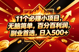 （18189期）11个必赚米小项目，百分百赚米，无脑简单，副业首选，日入500+-麦资源网