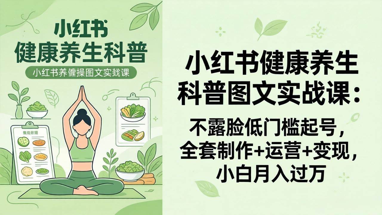 图片[1]-（18033期）2026小红书健康养生科普图文实战课：不露脸低门槛起号，全套制作+运营+变现，小白月入过万