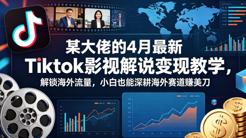 某大佬的4月*Tiktok影视解说变现教学，解锁海外流量，小白也能深耕海外赛道賺美刀